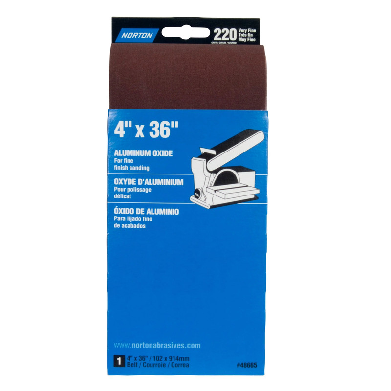 Aluminum Oxide Sanding Belt - Size:4" x 36" - Grit:220 Grit - Pieces:1-Piece